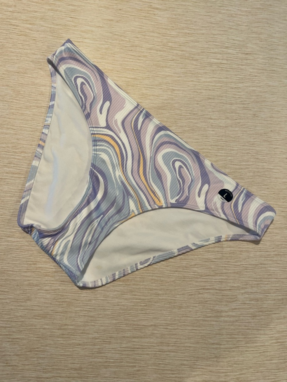Hollister Lavender Wave Bikini Bottom with Cream Accents Textured Fabric L